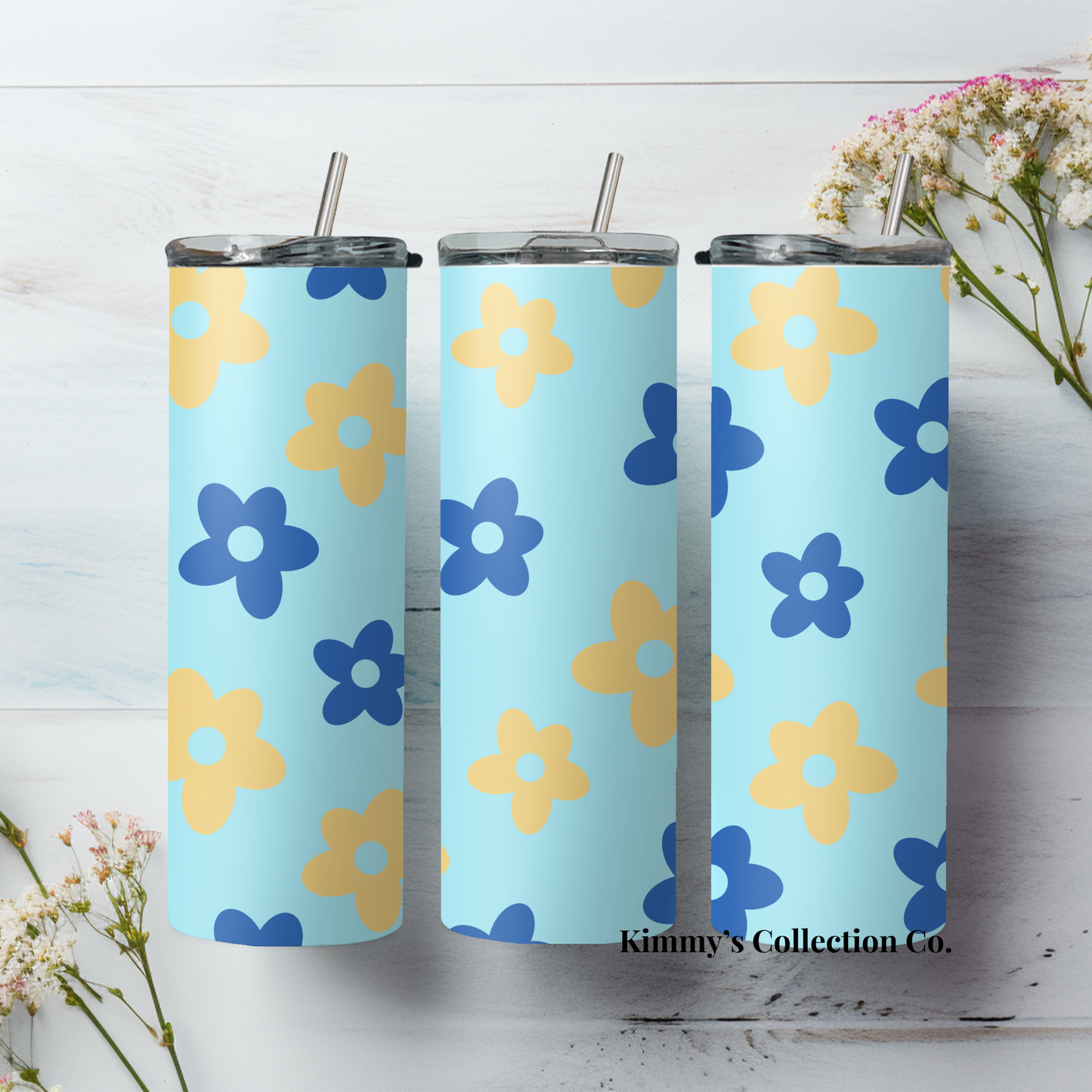 Tumbler - Retro Flowers in 4 Designs