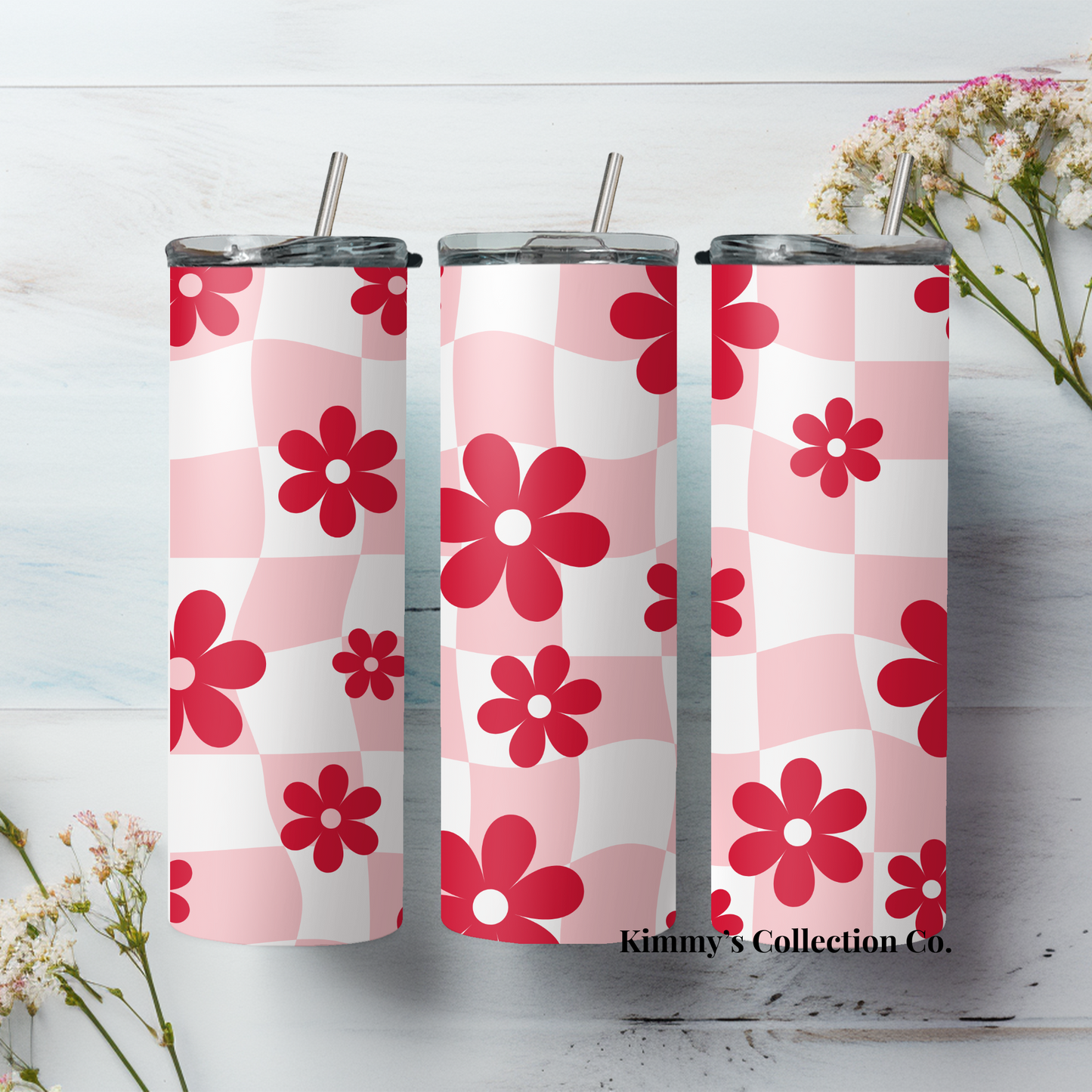 Tumbler - Retro Flowers in 4 Designs