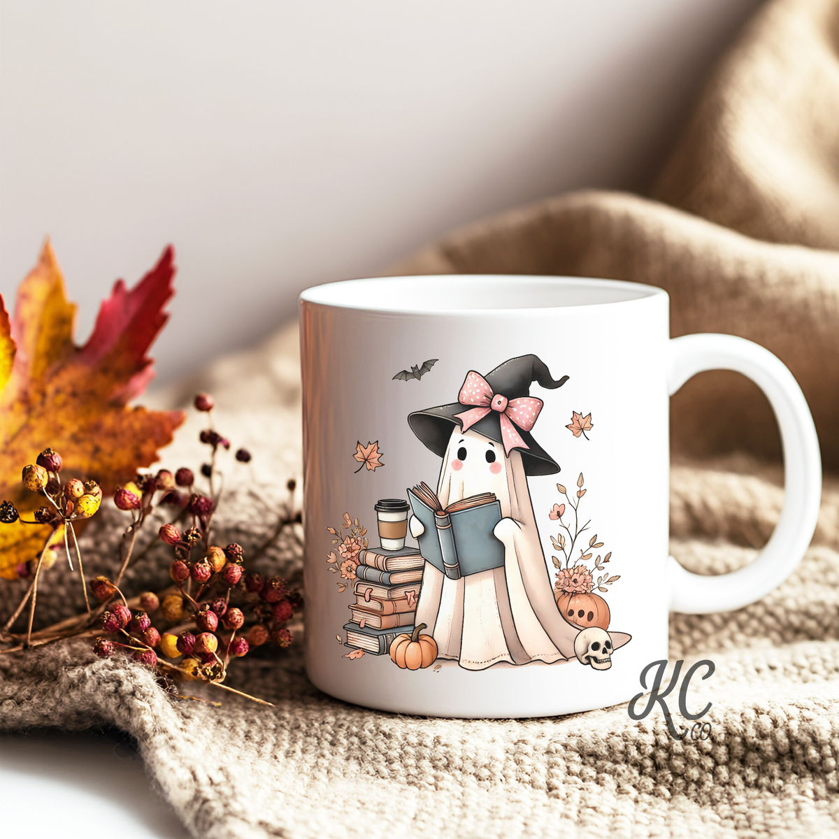 Coffee Mug - Cozy Book-Loving Ghost Mug