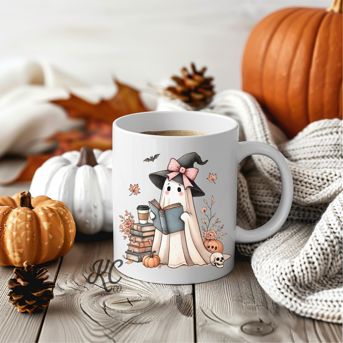 Coffee Mug - Cozy Book-Loving Ghost Mug