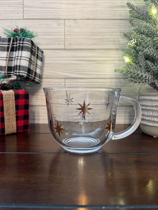 Glass Coffee Mug - Chrismtas Gold Star Mug