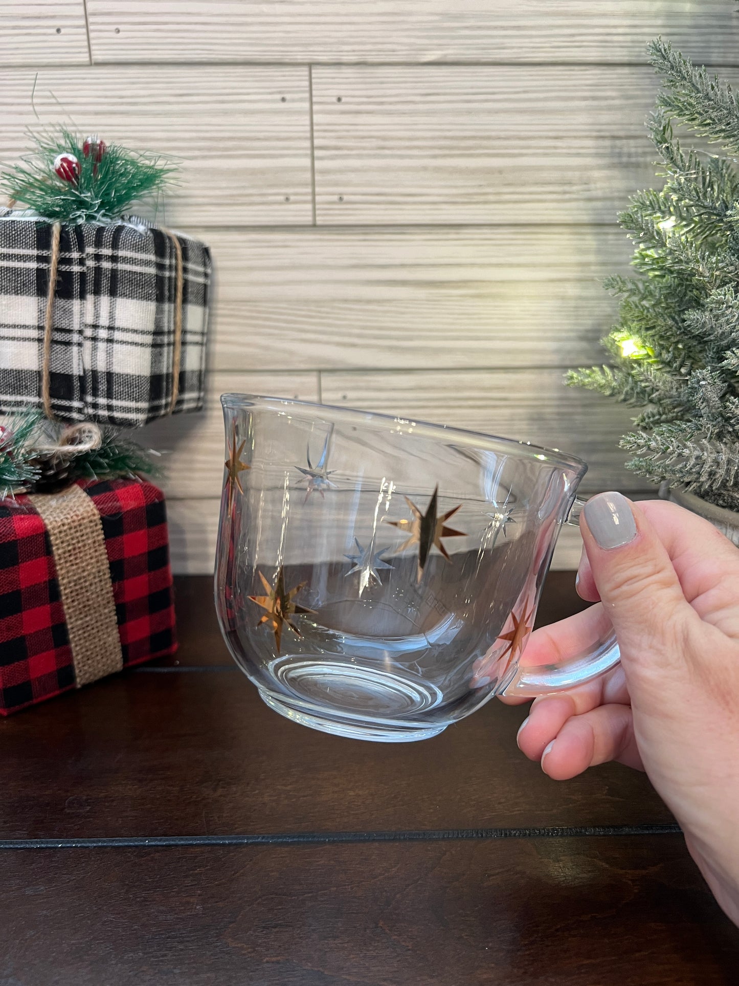 Glass Coffee Mug - Chrismtas Gold Star Mug