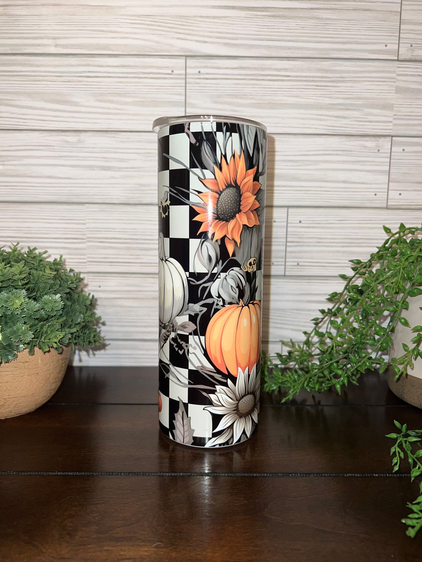 Tumbler - Checkered Pumpkin