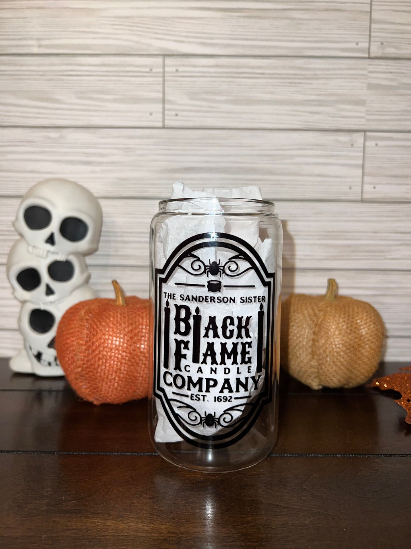 Glass Can - Halloween Hocus Pocus Black Flame