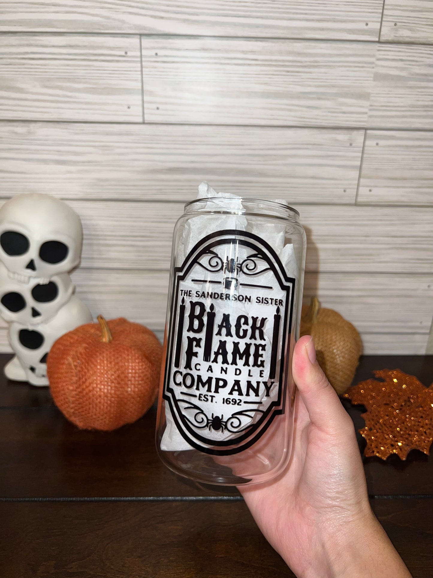 Glass Can - Halloween Hocus Pocus Black Flame