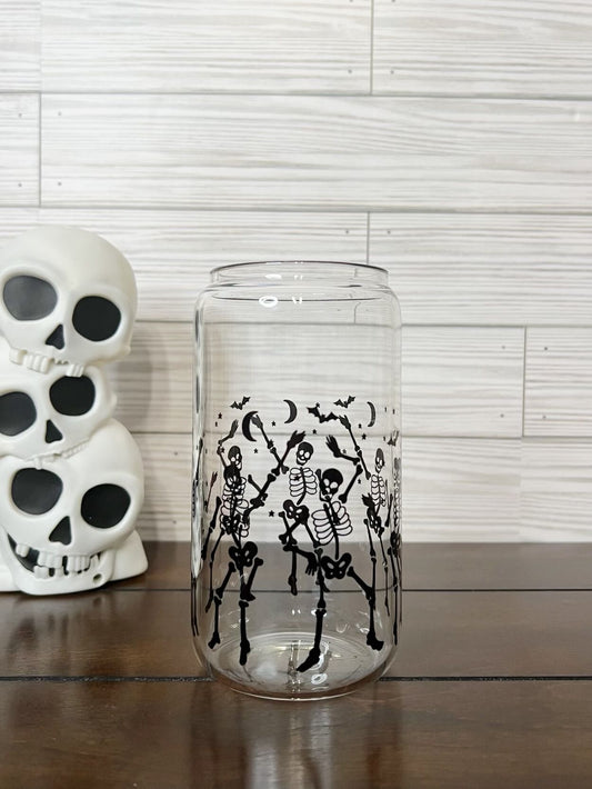 Glass Can - Halloween Dancing Skeleton